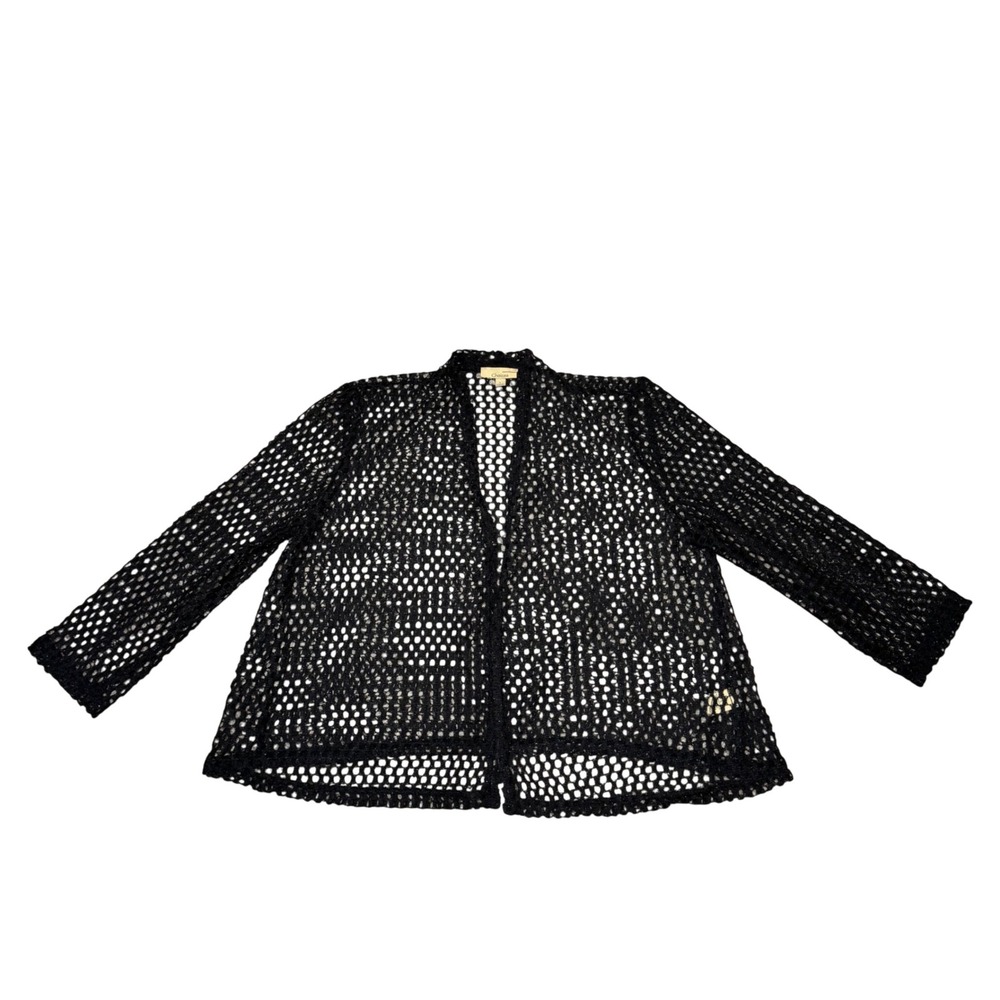 Vintage Choices Open Knit Fishnet Cardigan Black Size L Fairy Grunge Alt